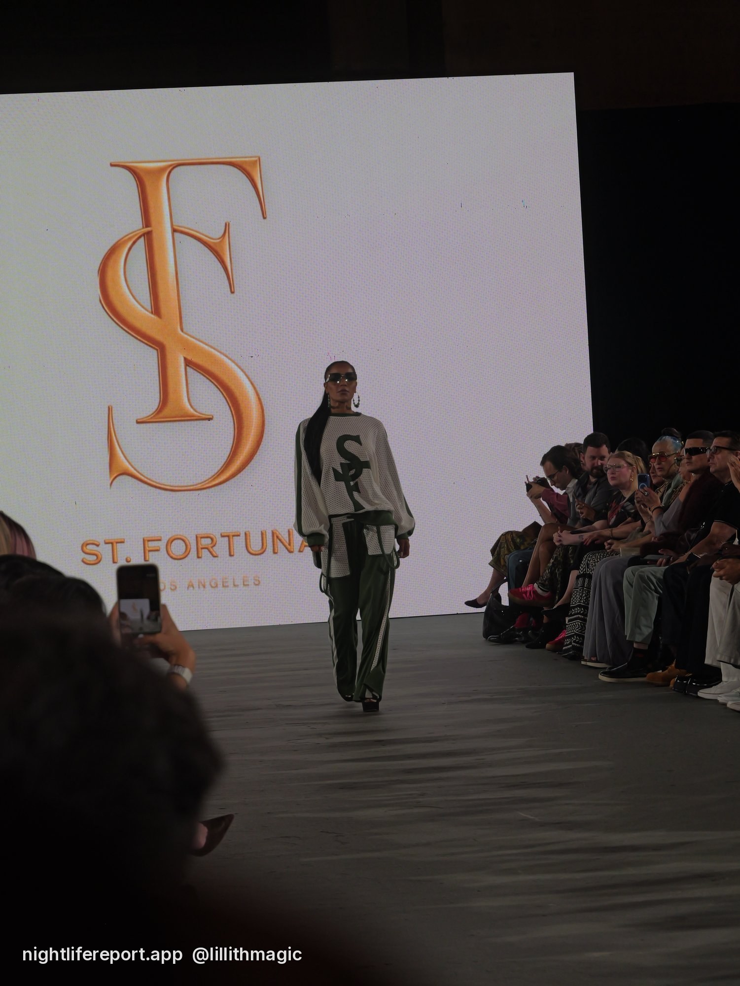 Saint Fortuna look in front of the ST. FORTUNA LED wall at Bureau LA Fashion Week, Oct. 16, 2026
