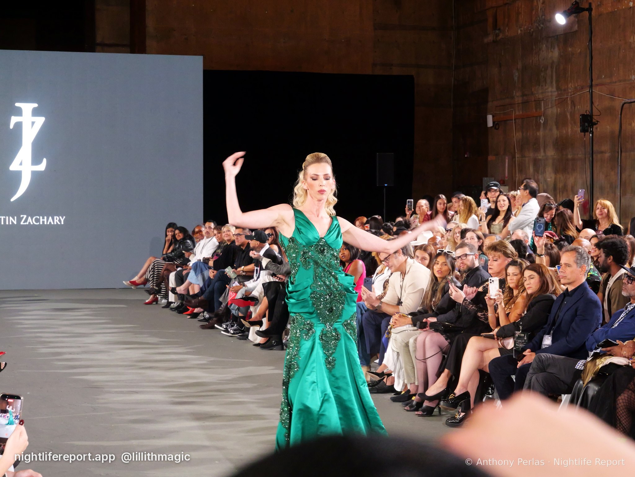 Justin Zachary look on the runway at The Bureau Fashion Week LA, Day 2, The Finale, Sat Oct 17, 2026 (frame P1000872). Photo: Anthony Perlas / nightlifereport.app