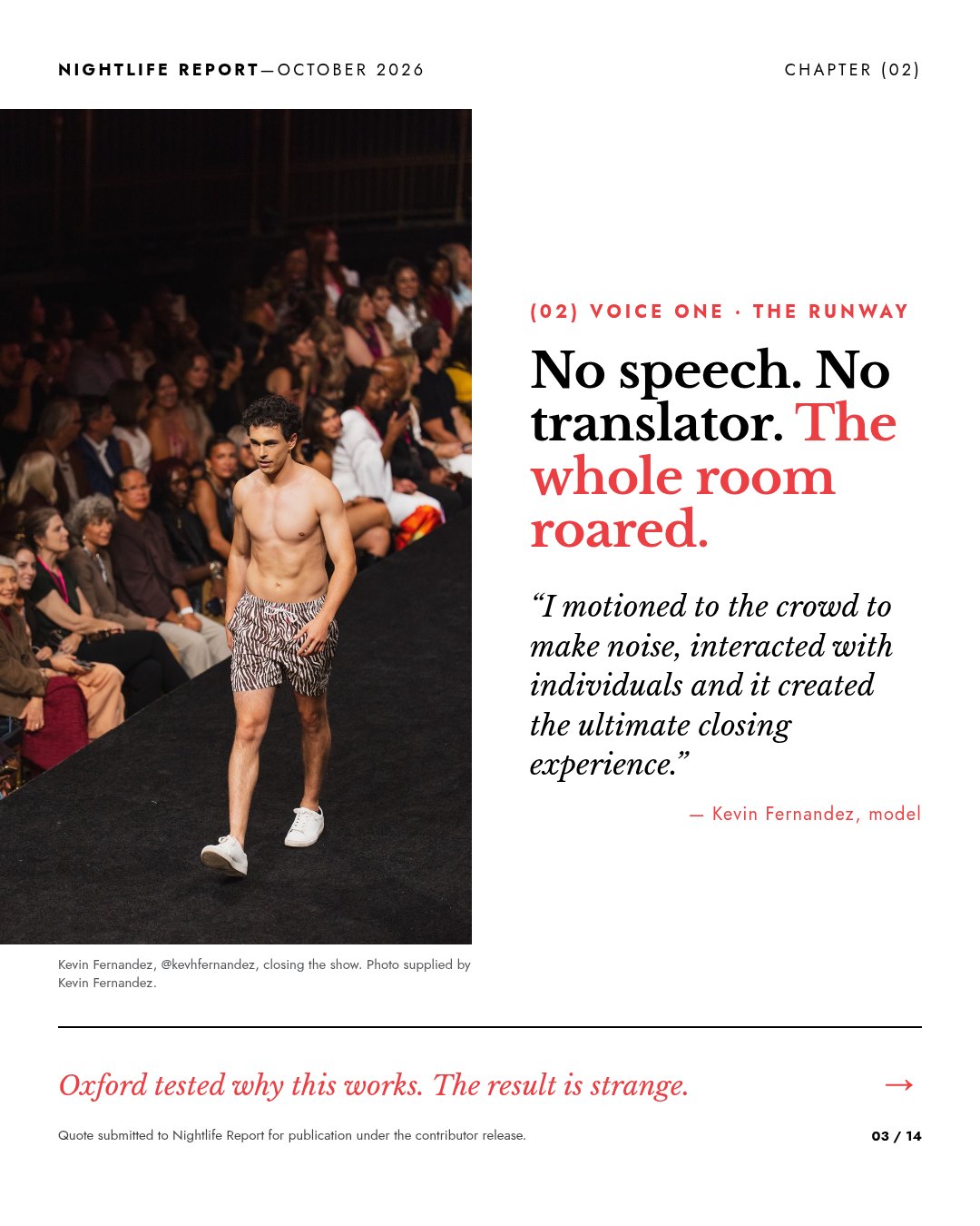 Slide: No speech. No translator. The whole room roared.