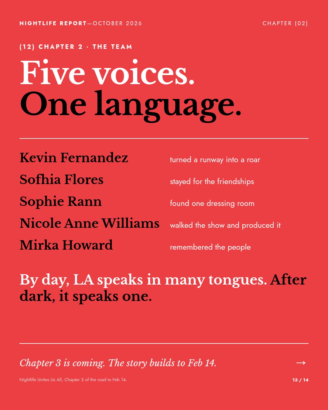 Slide: Five voices. One language.