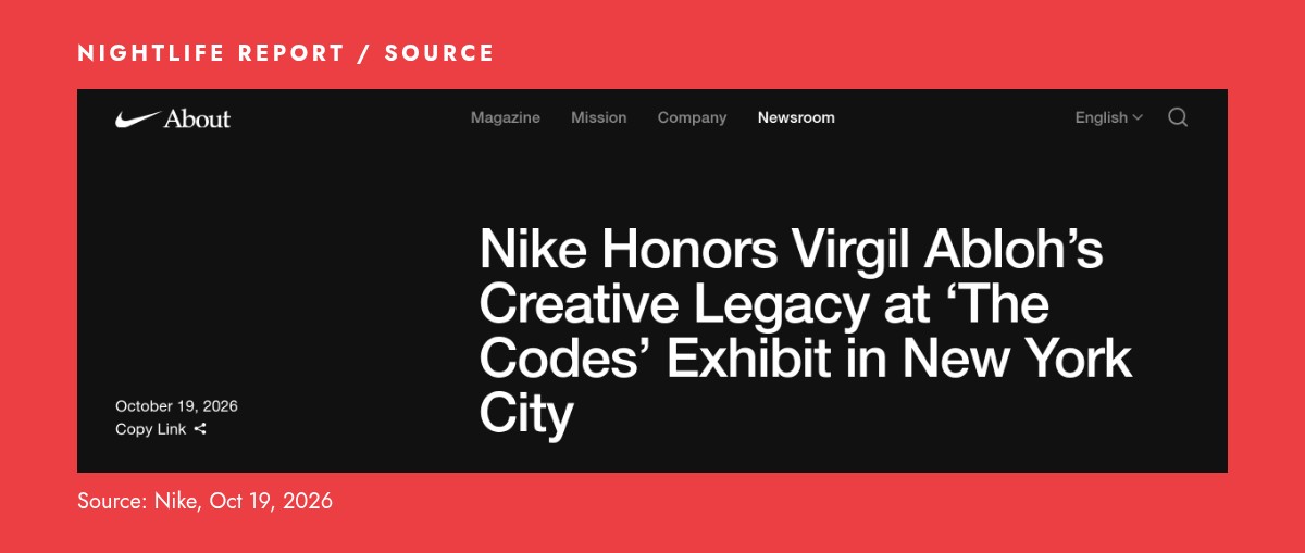 Nike headline: Nike Honors Virgil Abloh’s Creative Legacy at ‘The Codes’ Exhibit in New York City