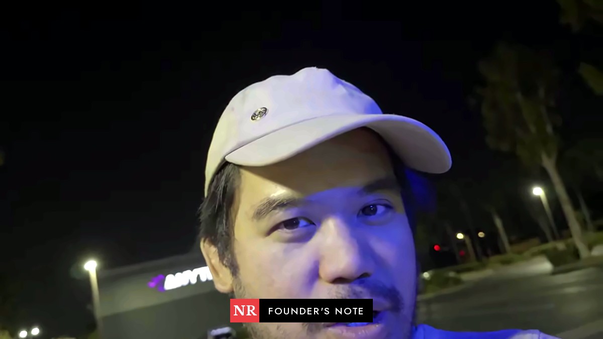 Anthony Perlas, founder of Nightlife Report, at night in West Hollywood, in a still from his video