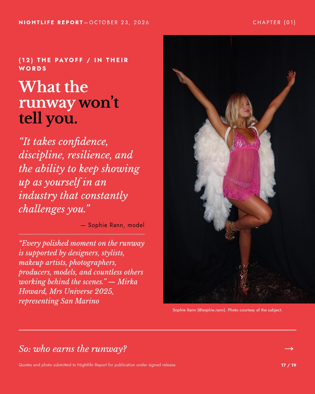 Slide: What the runway won’t tell you. Sophie Rann and Mirka Howard.
