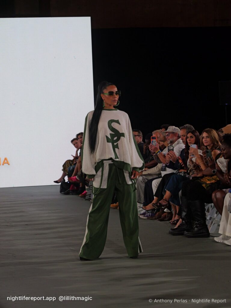 Saint Fortuna look on the runway at The Bureau Fashion Week LA, Day 1, The Opening, Fri Oct 16, 2026 (frame P1000719). Photo: Anthony Perlas / nightlifereport.app