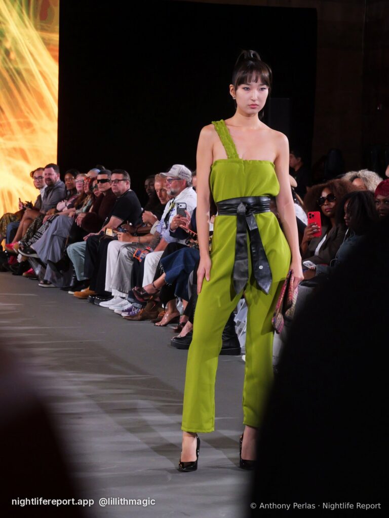 Sewreffic look on the runway at The Bureau Fashion Week LA, Day 1, The Opening, Fri Oct 16, 2026 (frame P1000688). Photo: Anthony Perlas / nightlifereport.app